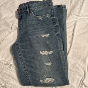 WHBM distressed jeans with chains accent